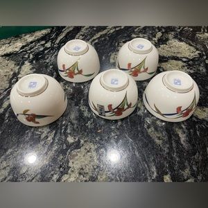 Japanese Antique Vintage tea saucers, bowls NEW 5 pcs